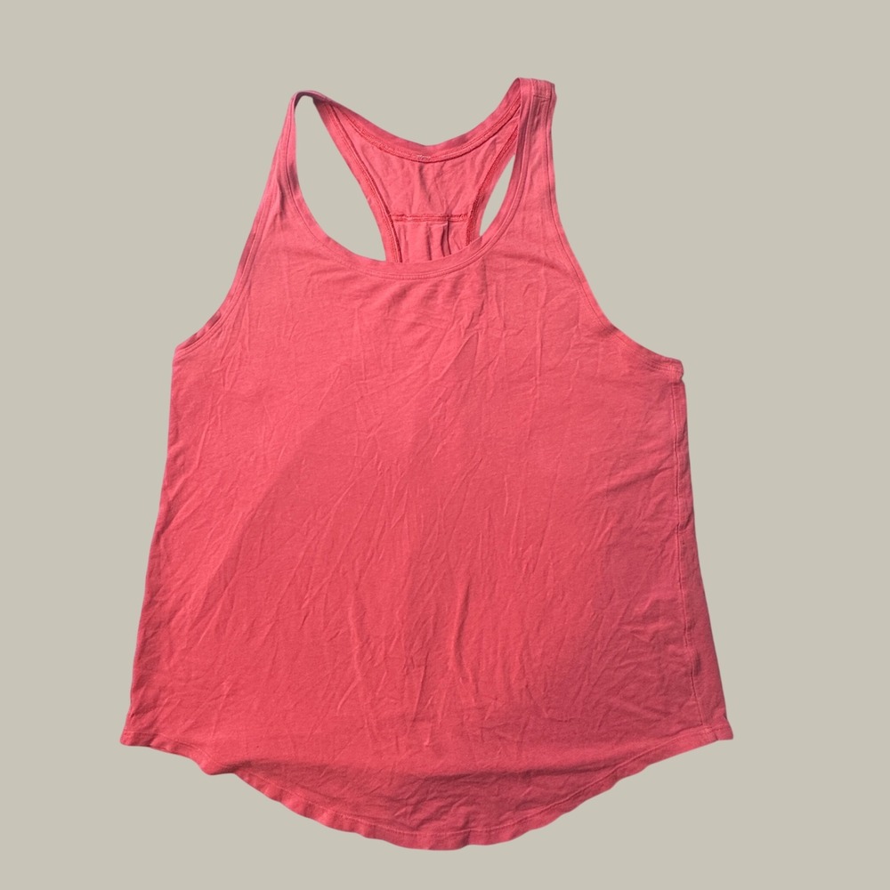 Lululemon Tank Top Womens 6 Essential Racerback Coral Pink Pleated Back GOOD